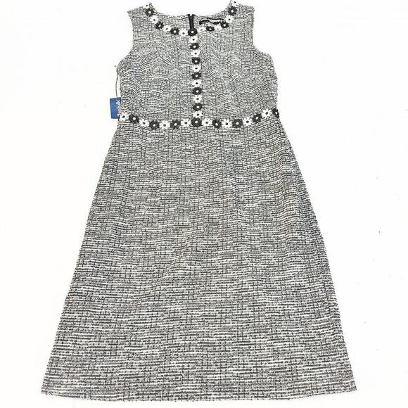 Karl Lagerfeld Tweed Flower Embroidered Sleeveless Dress Woven Size 8 NWT - Picture 1 of 6